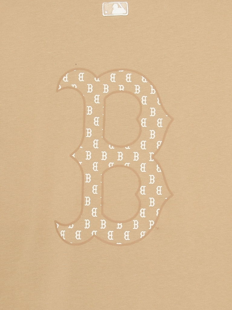 Áo Thun MLB Classic Mono Big Lux Overfit Short Sleeve T-Shirt Boston Red Sox Beige