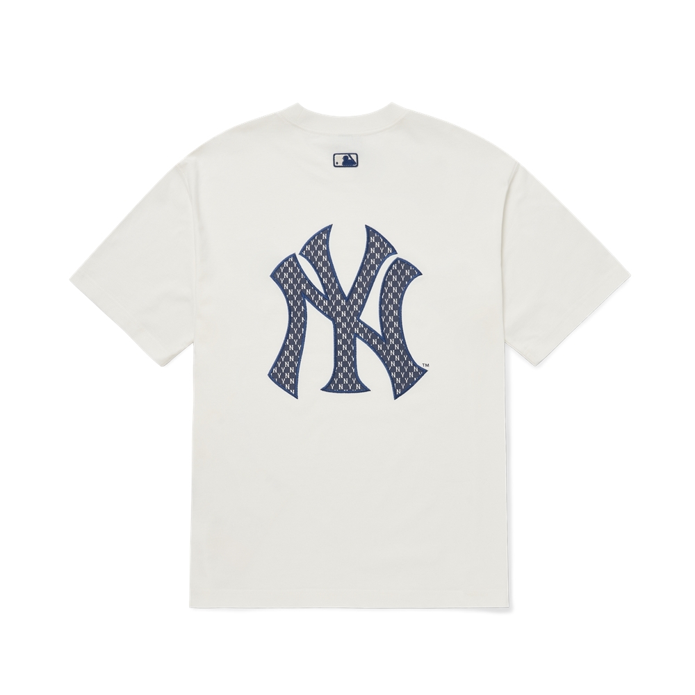 Áo Thun MLB Classic Monogram Clipping Back Logo New York Yankees Ivory