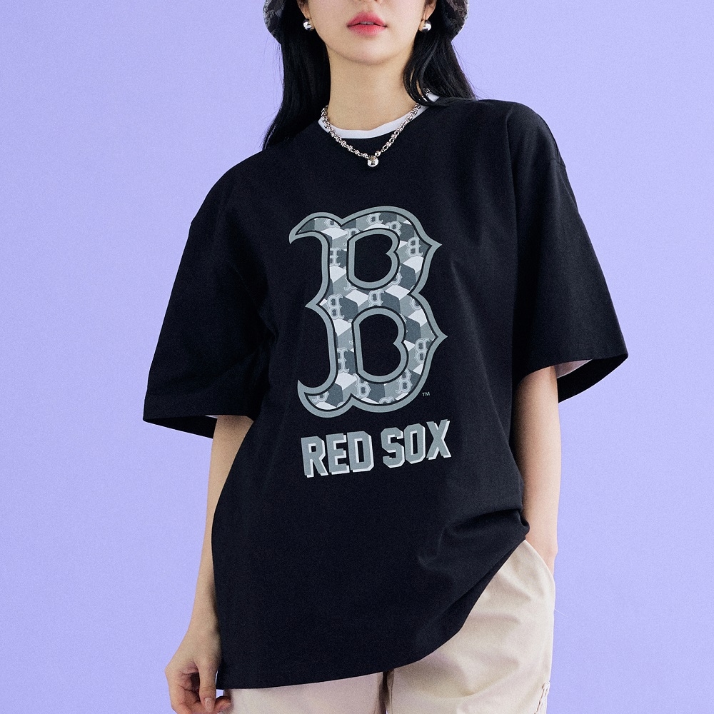 Áo Thun MLB Cube Clipping Monogram Boston Red Sox Black