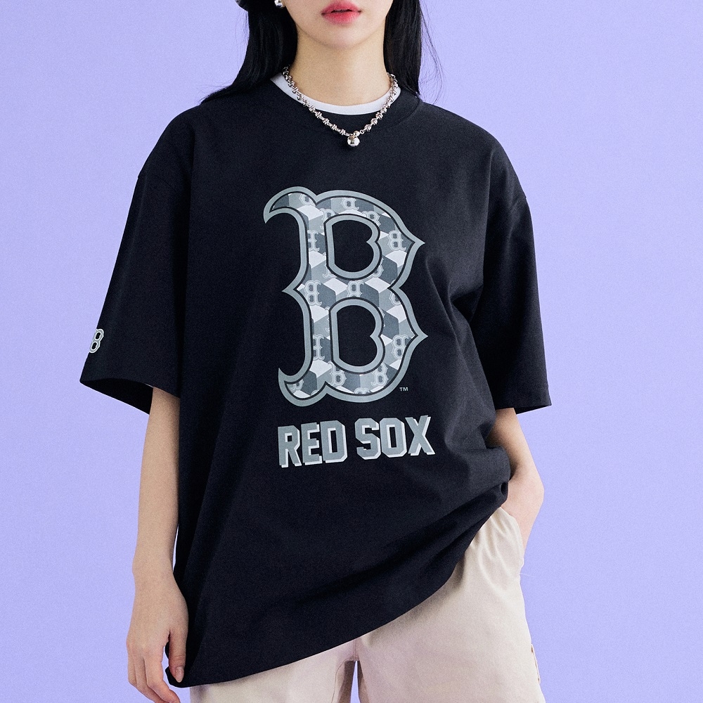 Áo Thun MLB Cube Clipping Monogram Boston Red Sox Black