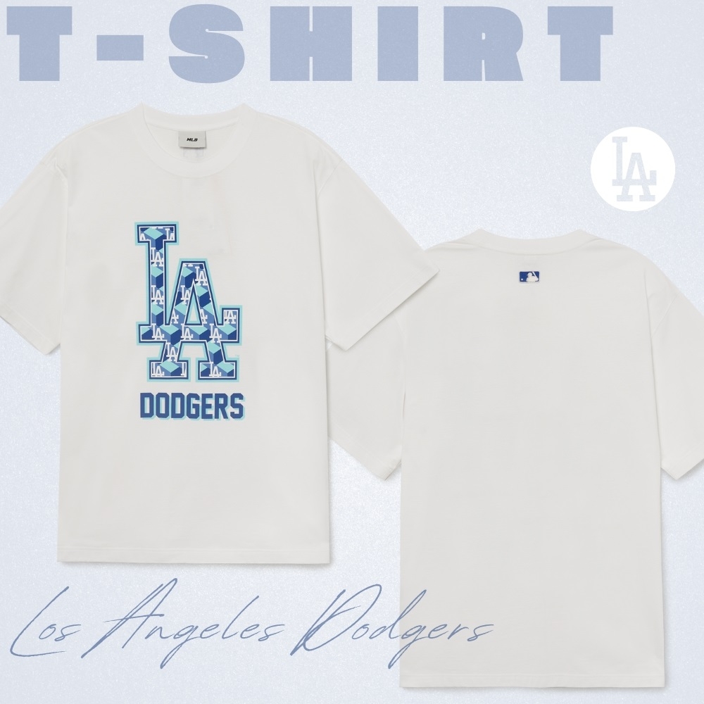 Áo Thun MLB Cube Clipping Monogram LA Dodgers White