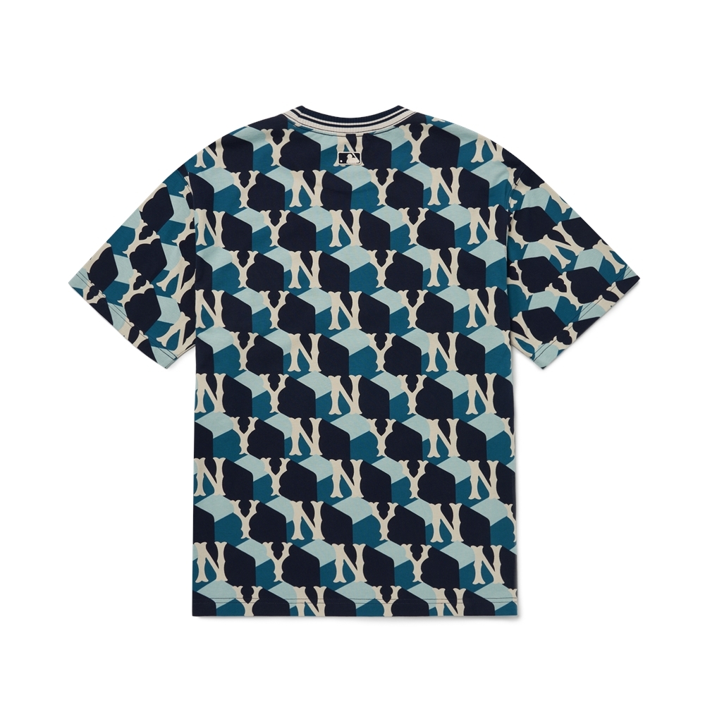 Áo Thun MLB Cube Monogram Overfit New York Yankees D.Navy