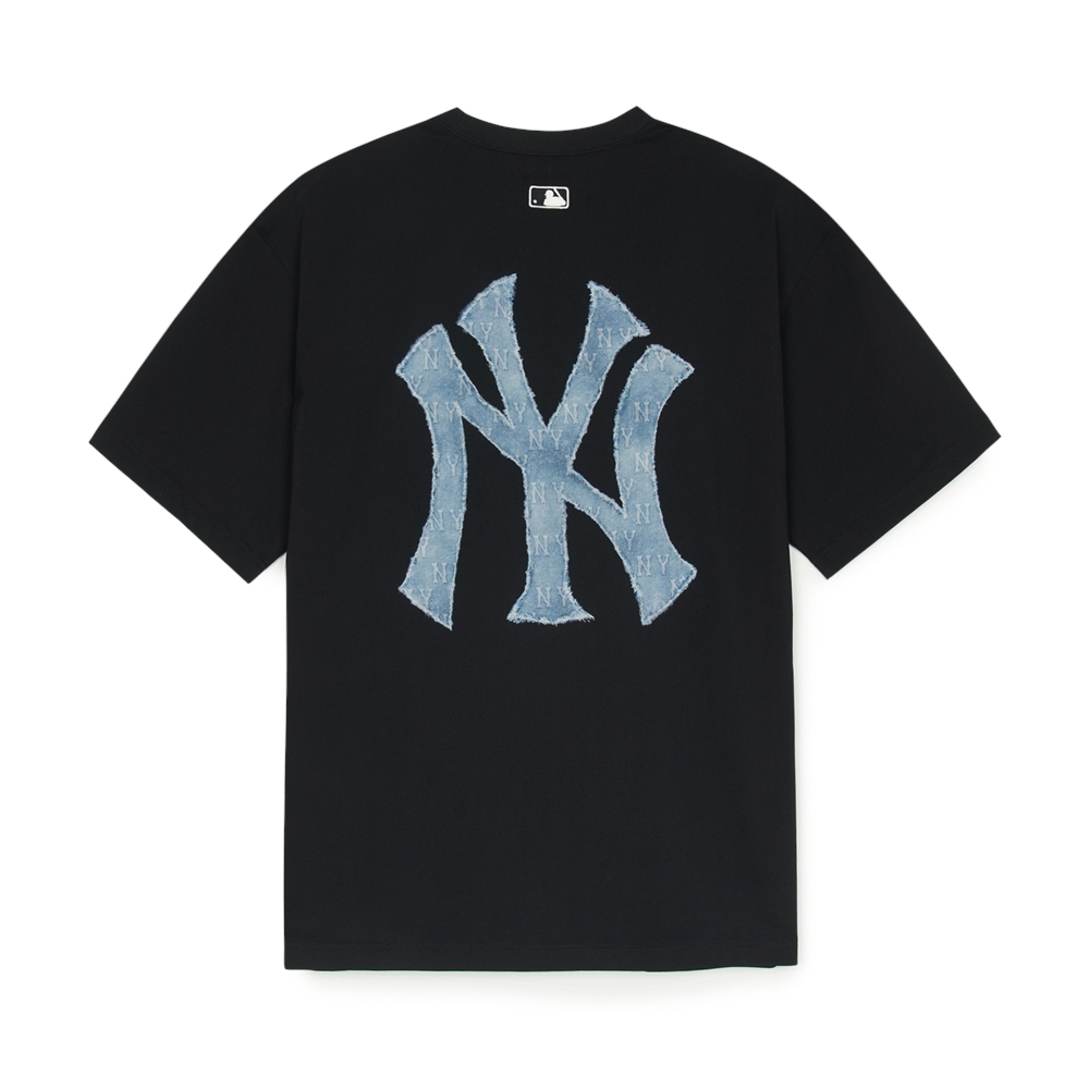 Áo Thun MLB Denim-like Mono Big Lux Overfit Short Sleeve T-shirt New York Yankees Black