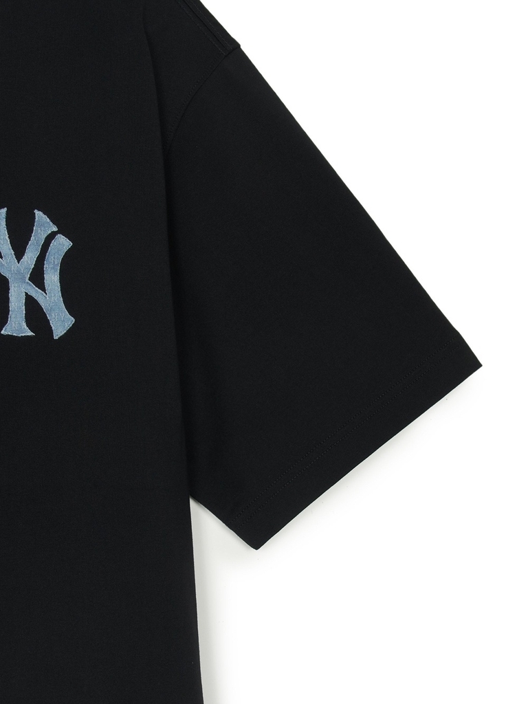 Áo Thun MLB Denim-like Mono Big Lux Overfit Short Sleeve T-shirt New York Yankees Black