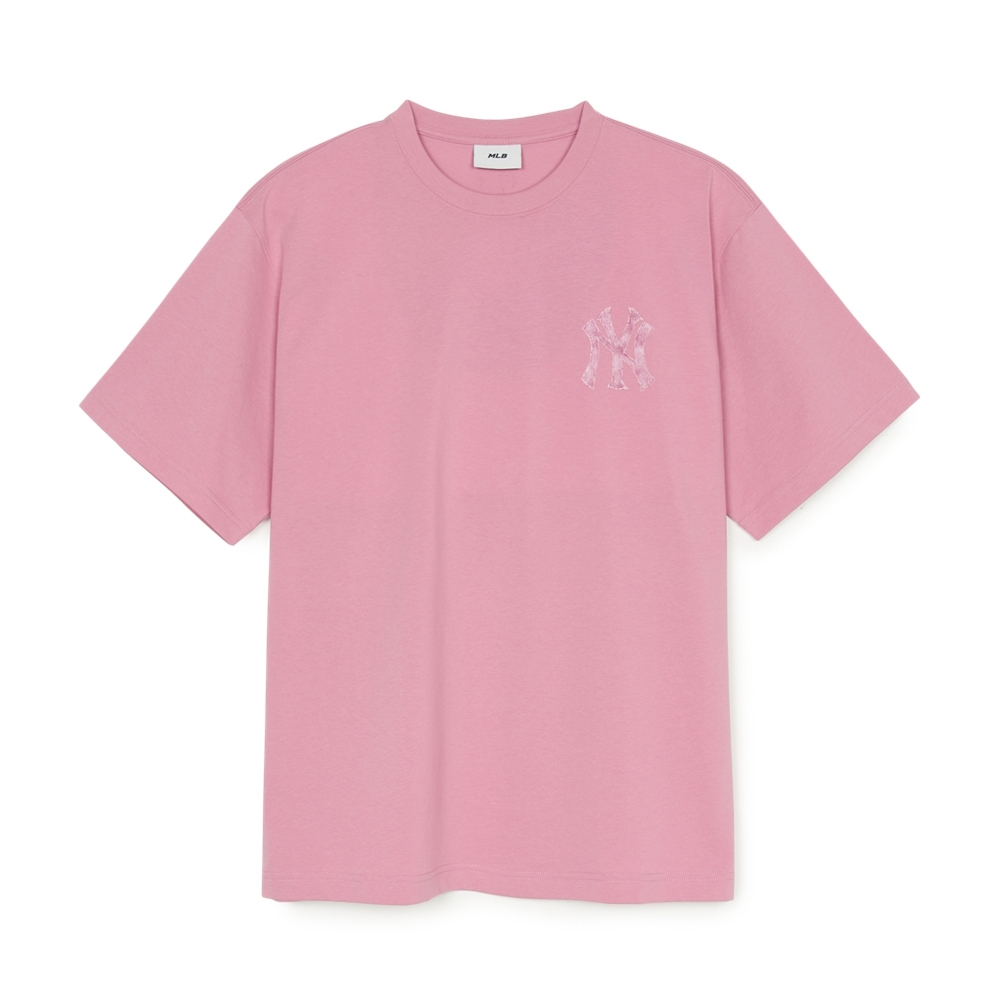 Áo Thun MLB Denim-like Mono Big Lux Short Sleeve T-shirt New York Yankees Pink