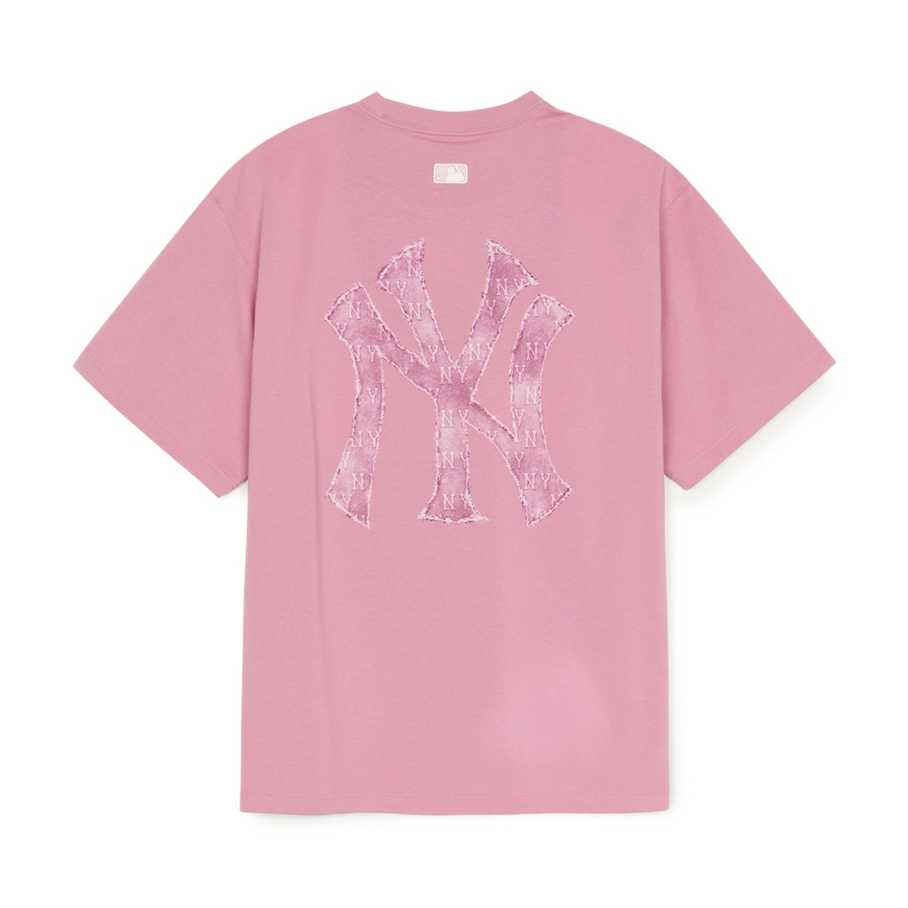Áo Thun MLB Denim-like Mono Big Lux Short Sleeve T-shirt New York Yankees Pink