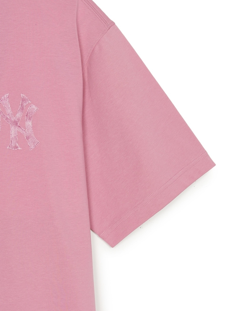 Áo Thun MLB Denim-like Mono Big Lux Short Sleeve T-shirt New York Yankees Pink
