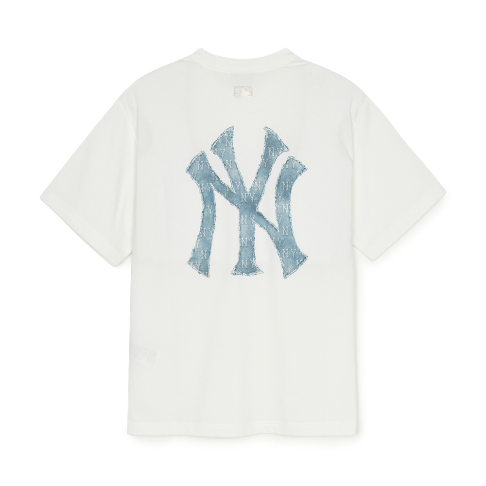 Áo Thun MLB Denim-like Mono Big Lux Short Sleeve T-shirt New York Yankees Ivory