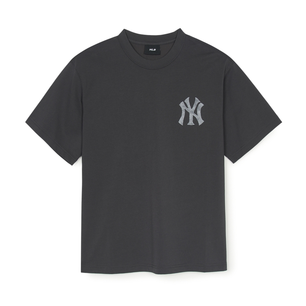 Áo Thun MLB Denim-like Mono Big Lux Overfit Short Sleeve T-shirt New York Yankees Grey