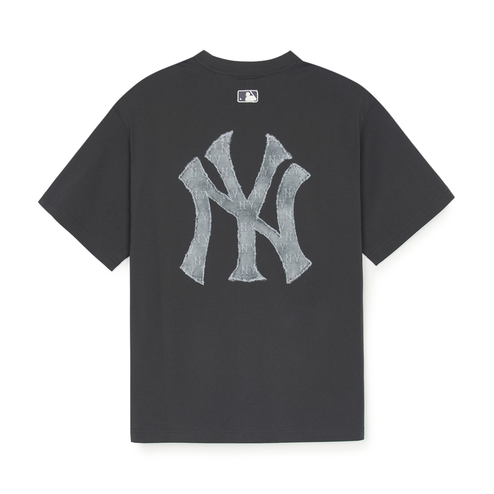 Áo Thun MLB Denim-like Mono Big Lux Overfit Short Sleeve T-shirt New York Yankees Grey