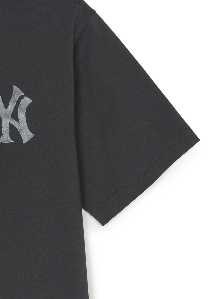 Áo Thun MLB Denim-like Mono Big Lux Overfit Short Sleeve T-shirt New York Yankees Grey