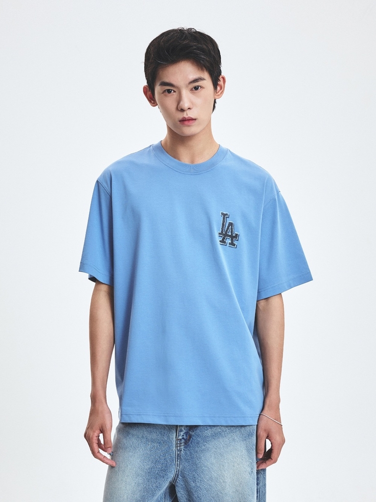 Áo Thun MLB Denim-like Monotive Overfit Short Sleeve T-shirt LA Dodgers Blue