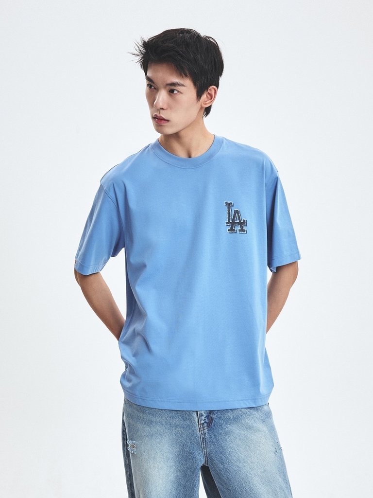 Áo Thun MLB Denim-like Monotive Overfit Short Sleeve T-shirt LA Dodgers Blue