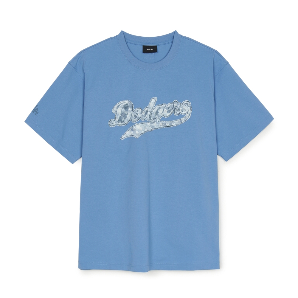 Áo Thun MLB Denim-like Big Lux Overfit Short Sleeve T-shirt LA Dodgers Blue