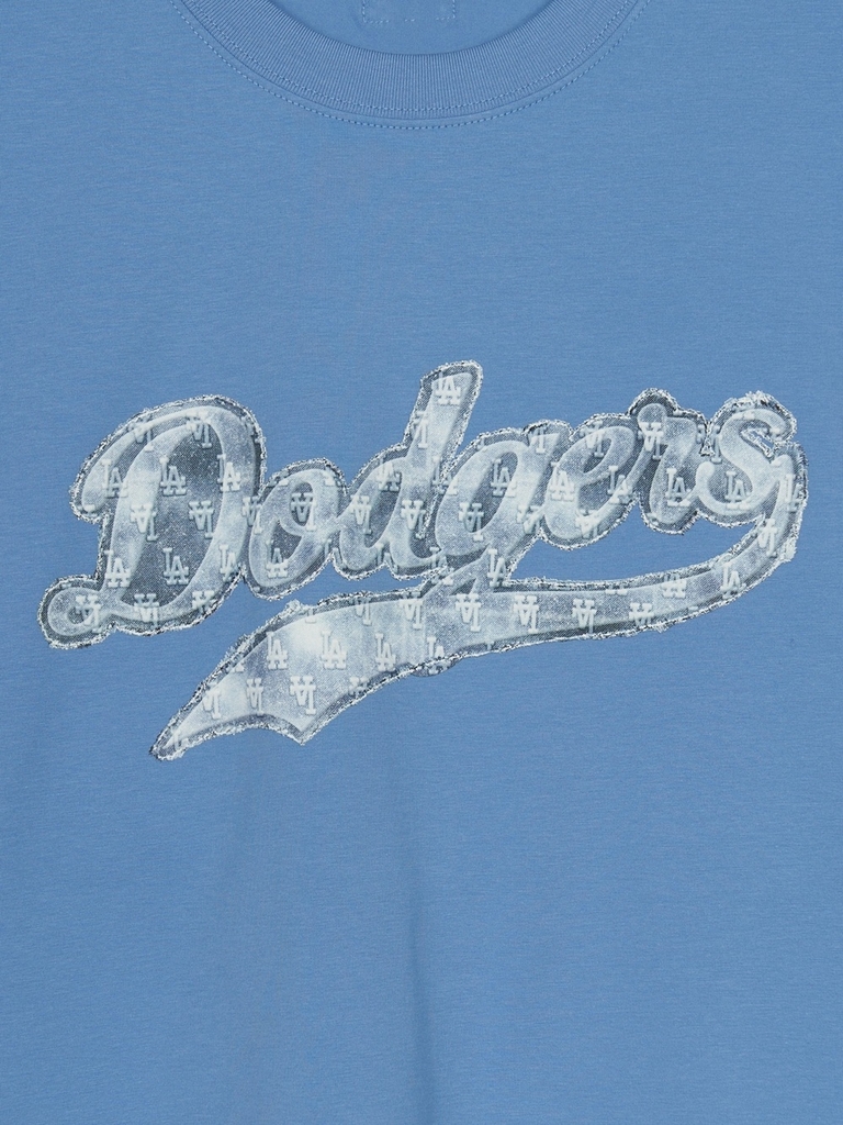 Áo Thun MLB Denim-like Big Lux Overfit Short Sleeve T-shirt LA Dodgers Blue