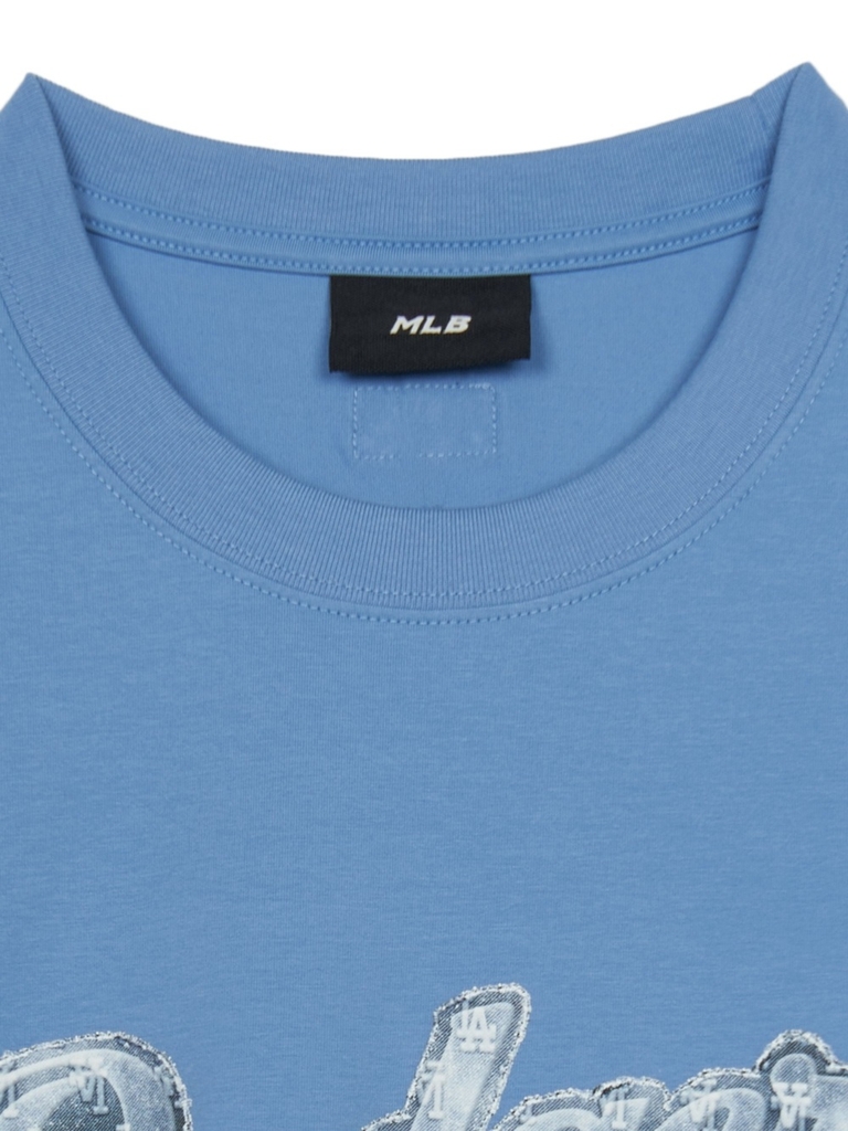 Áo Thun MLB Denim-like Big Lux Overfit Short Sleeve T-shirt LA Dodgers Blue
