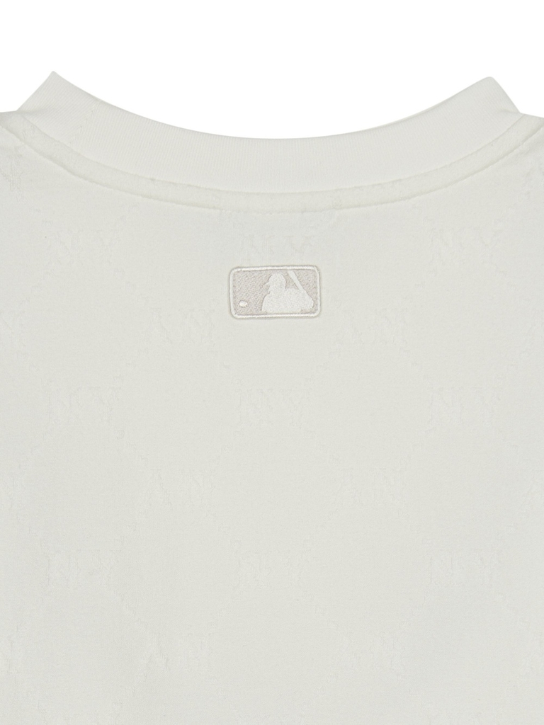 Áo Thun MLB Dia Mono Tonton Jacquard Overfit Short Sleeve T-Shirt New York Yankees Ivory