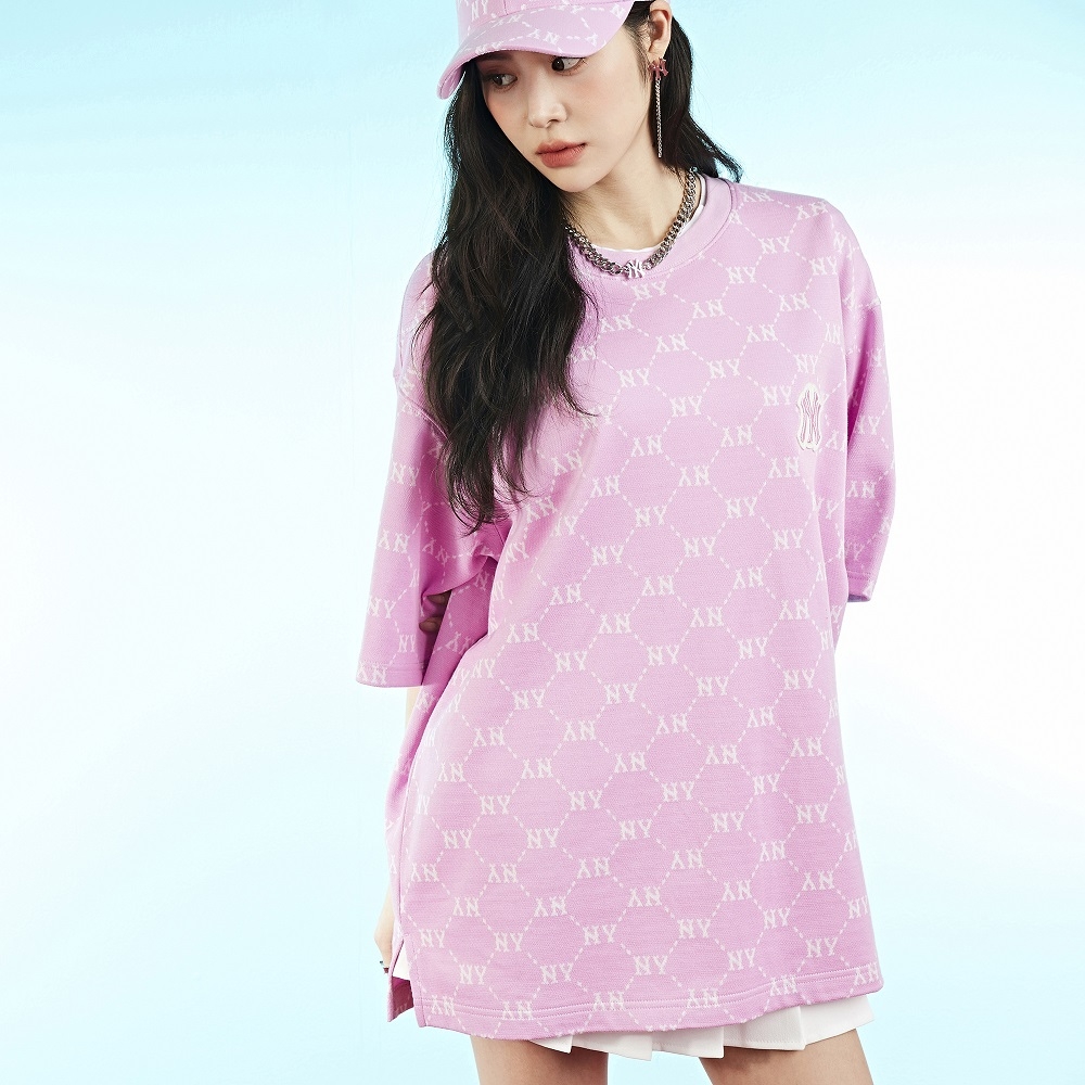 Áo Thun MLB Diamond Monogram New York Yankees Pink