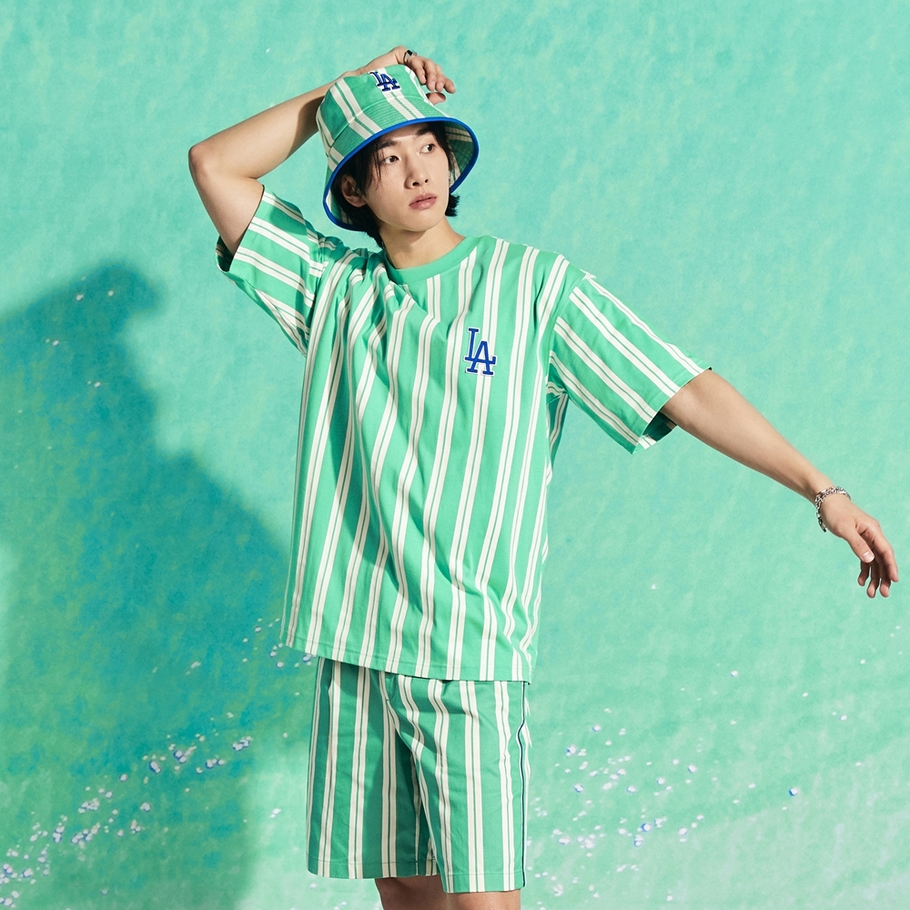 Áo Thun MLB Ethnic Stripe Mega Overfit LA Dodgers Mint
