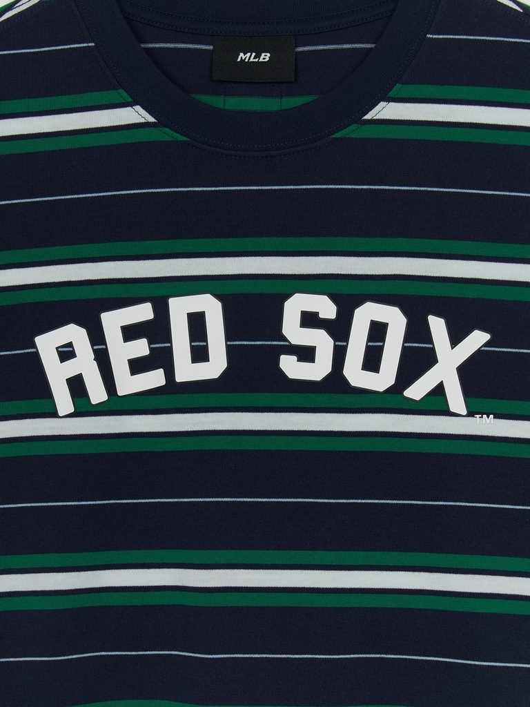 Áo Thun MLB Varsity Stripe Overfit Short Sleeve T-Shirt Boston Red Sox Navy