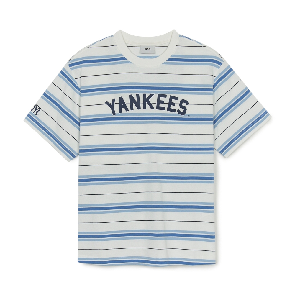 Áo Thun MLB Varsity Stripe Overfit Short Sleeve T-Shirt New York Yankees Ivory