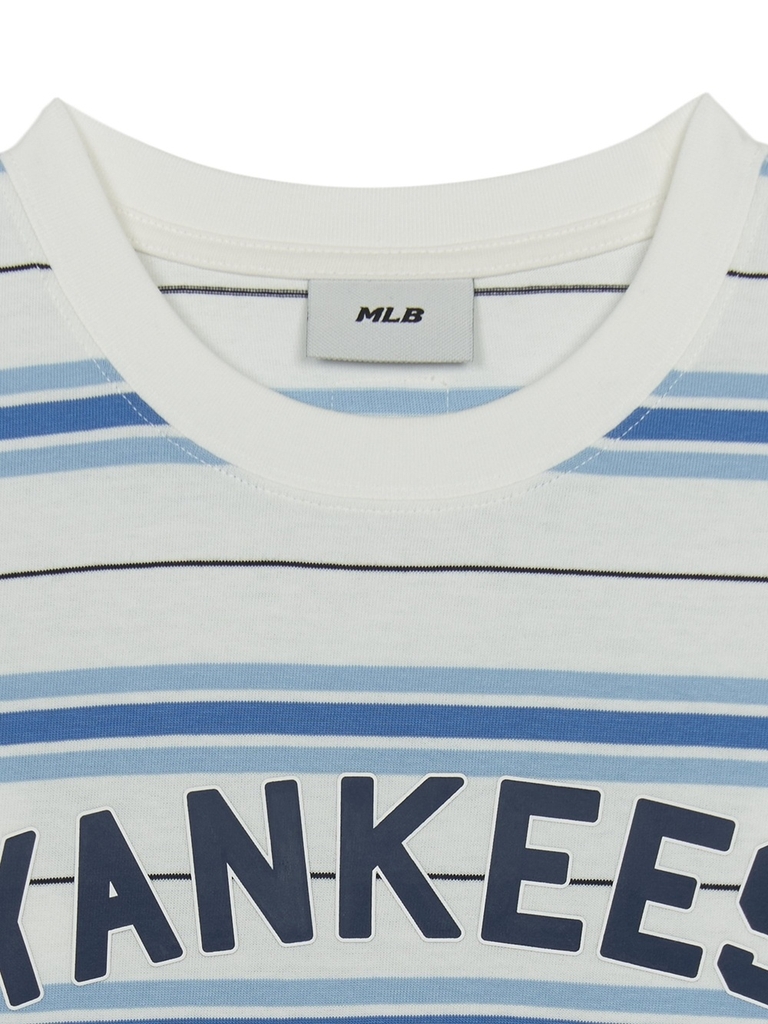 Áo Thun MLB Varsity Stripe Overfit Short Sleeve T-Shirt New York Yankees Ivory