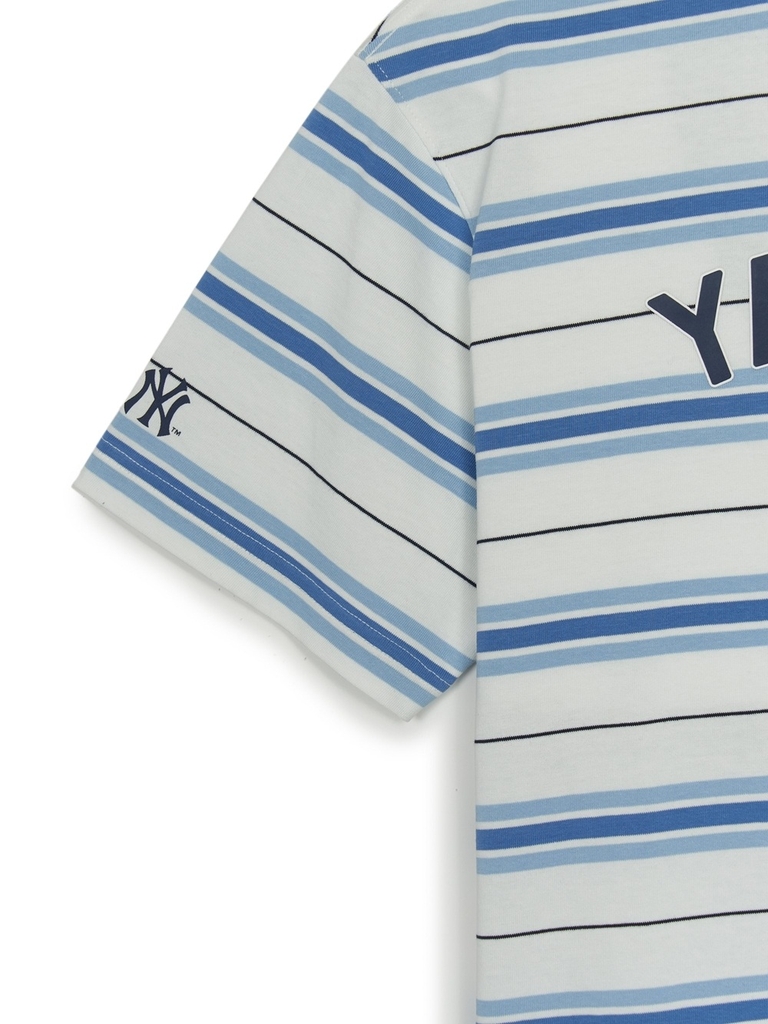 Áo Thun MLB Varsity Stripe Overfit Short Sleeve T-Shirt New York Yankees Ivory
