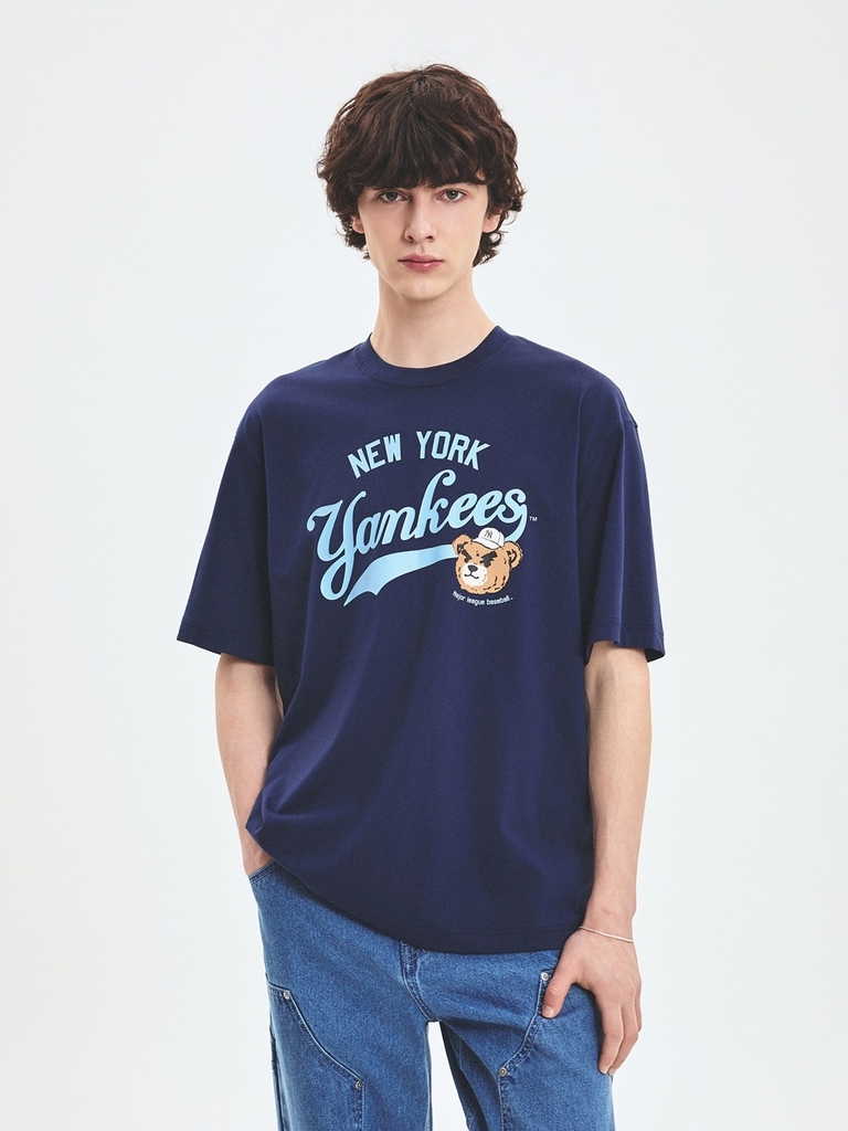Áo Thun MLB Letter Mega Bear Overfit Short Sleeve T-Shirt New York Yankees Navy