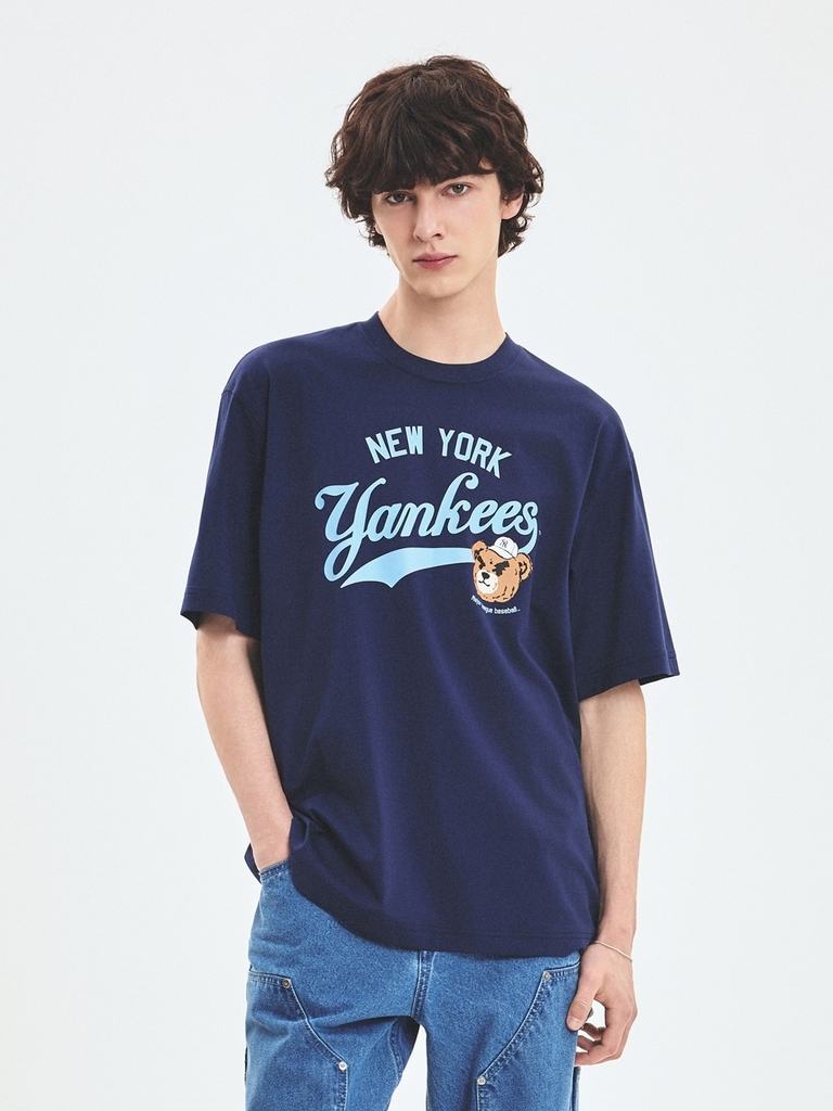 Áo Thun MLB Letter Mega Bear Overfit Short Sleeve T-Shirt New York Yankees Navy