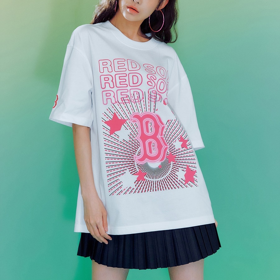 Áo Thun MLB Neon Festa Overfit Boston Red Sox White