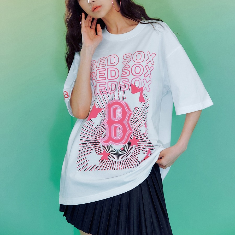 Áo Thun MLB Neon Festa Overfit Boston Red Sox White