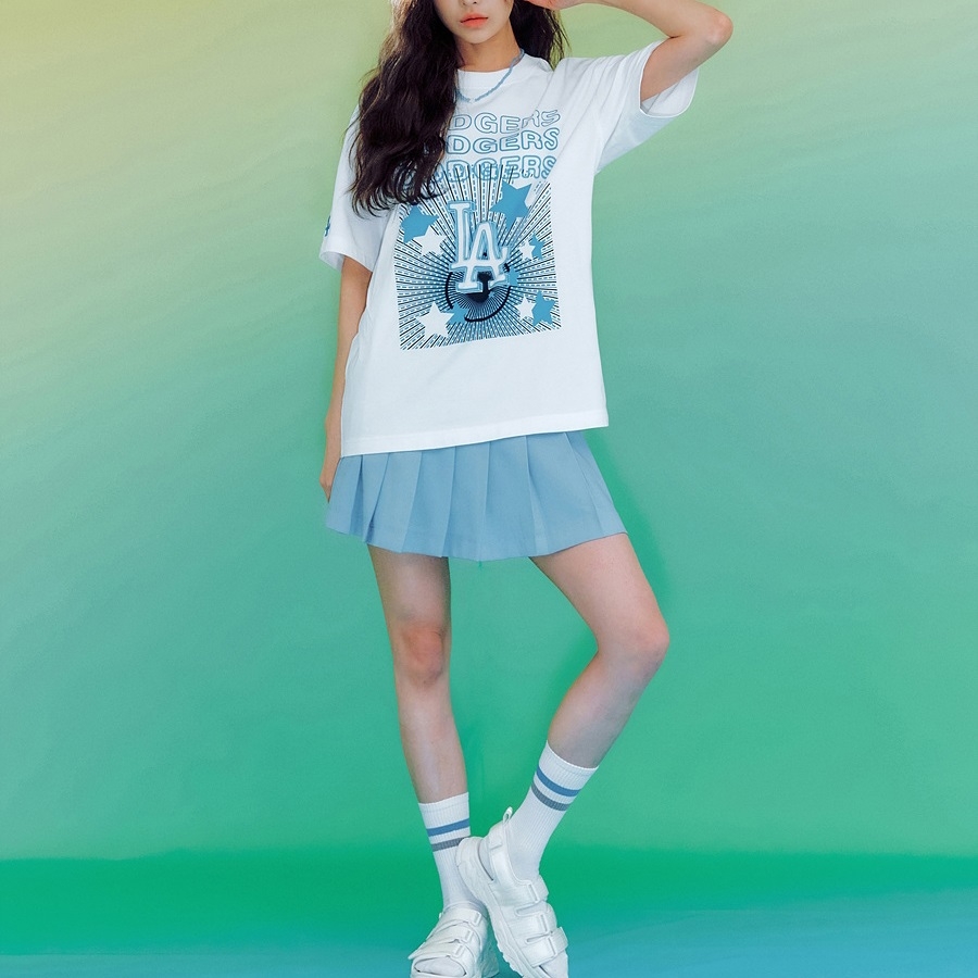 Áo Thun MLB Neon Festa Overfit LA Dodgers White