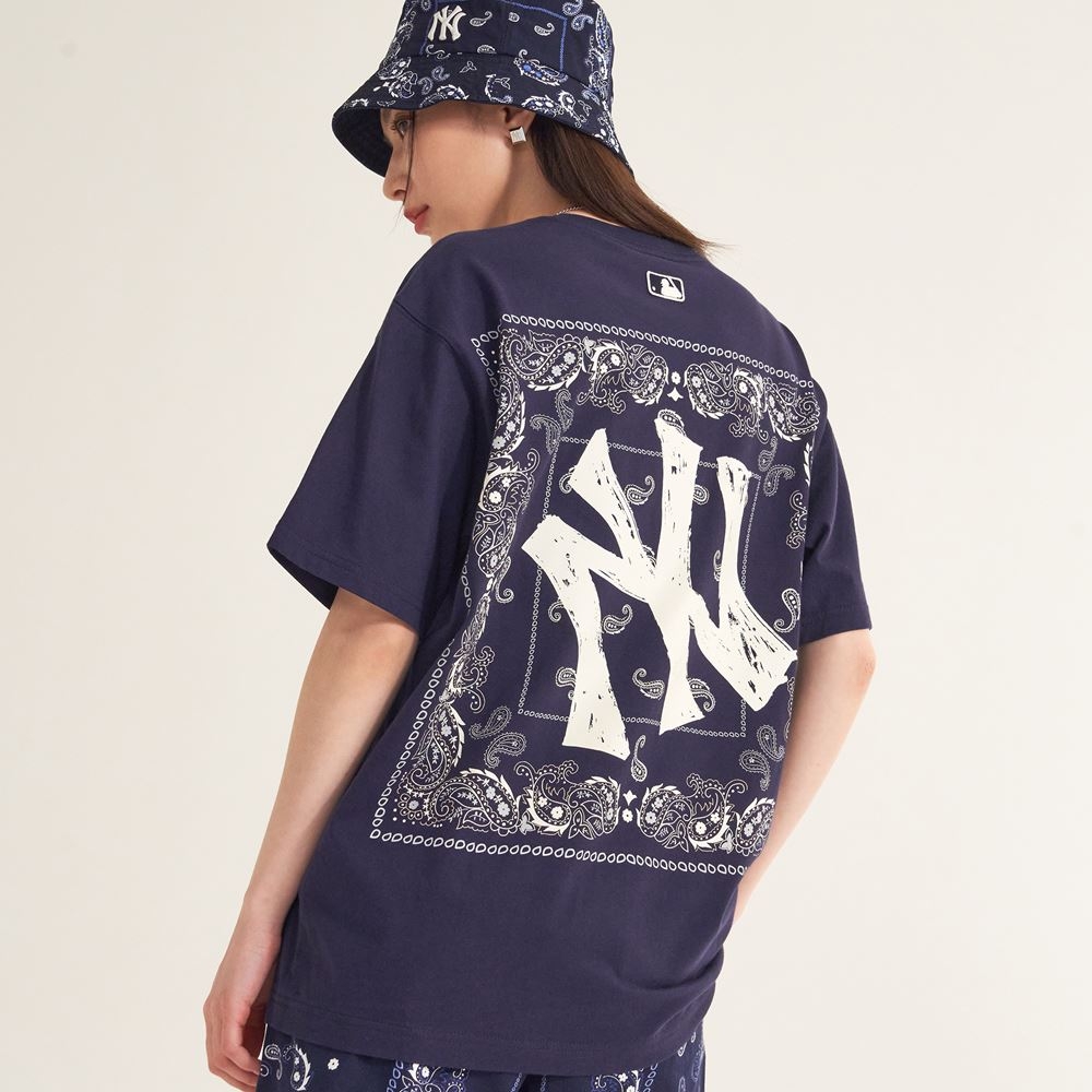Áo Thun MLB Paisley Back Logo New York Yankees D.Navy