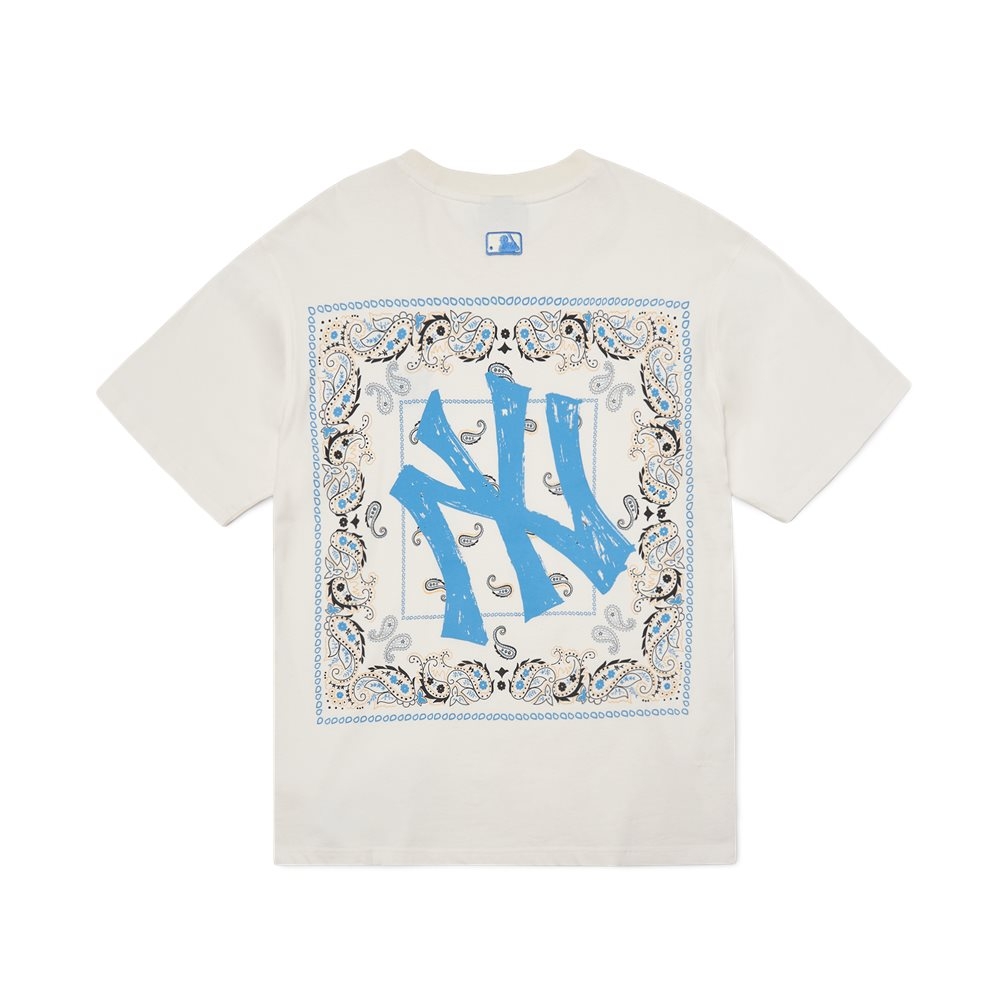 Áo Thun MLB Paisley Back Logo New York Yankees Ivory