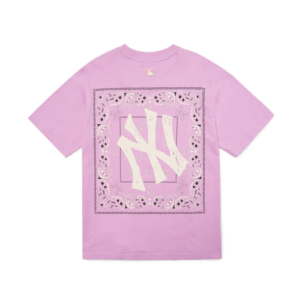 Áo Thun MLB Paisley Back Logo New York Yankees Pink