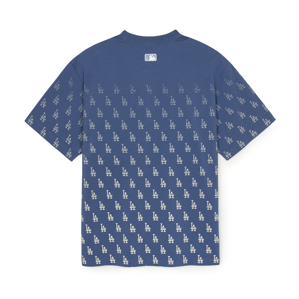 Áo Thun MLB Vintage Mono Full-Panel Pattern Overfit Short-Sleeve T-Shirt LA Dodgers Indigo