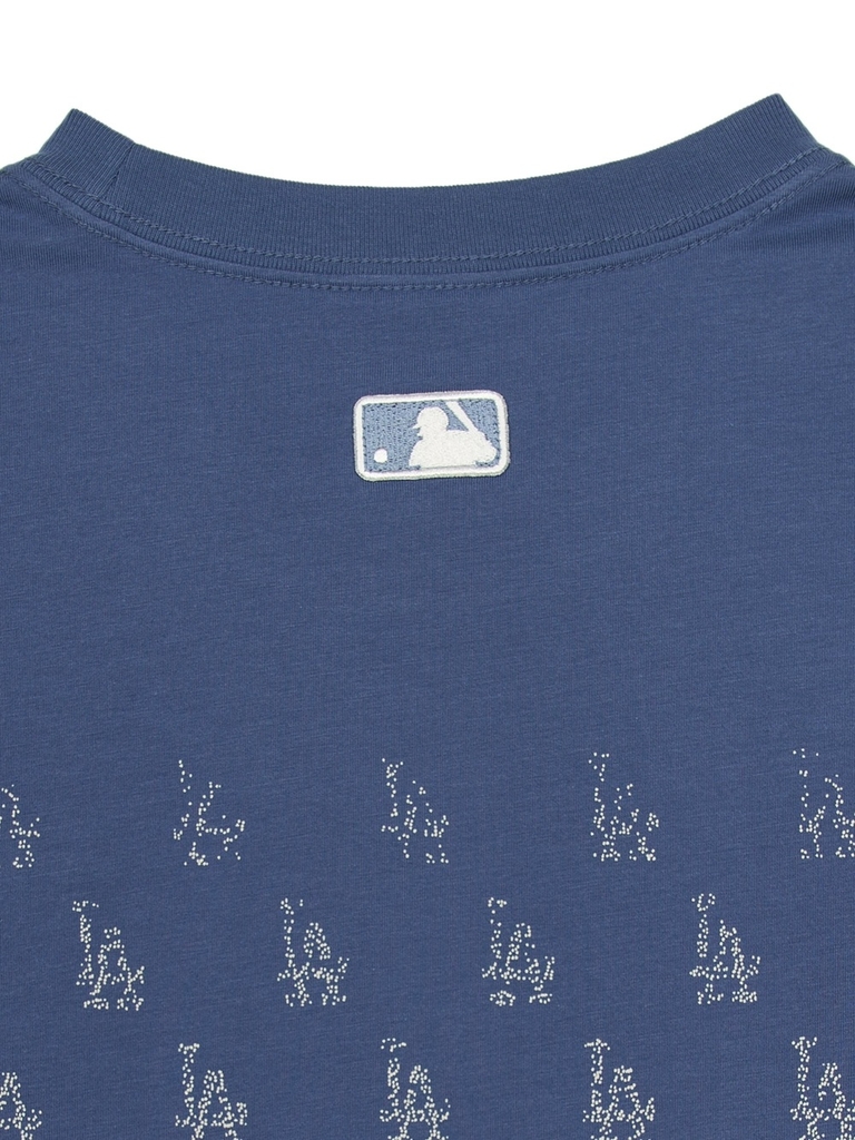 Áo Thun MLB Vintage Mono Full-Panel Pattern Overfit Short-Sleeve T-Shirt LA Dodgers Indigo