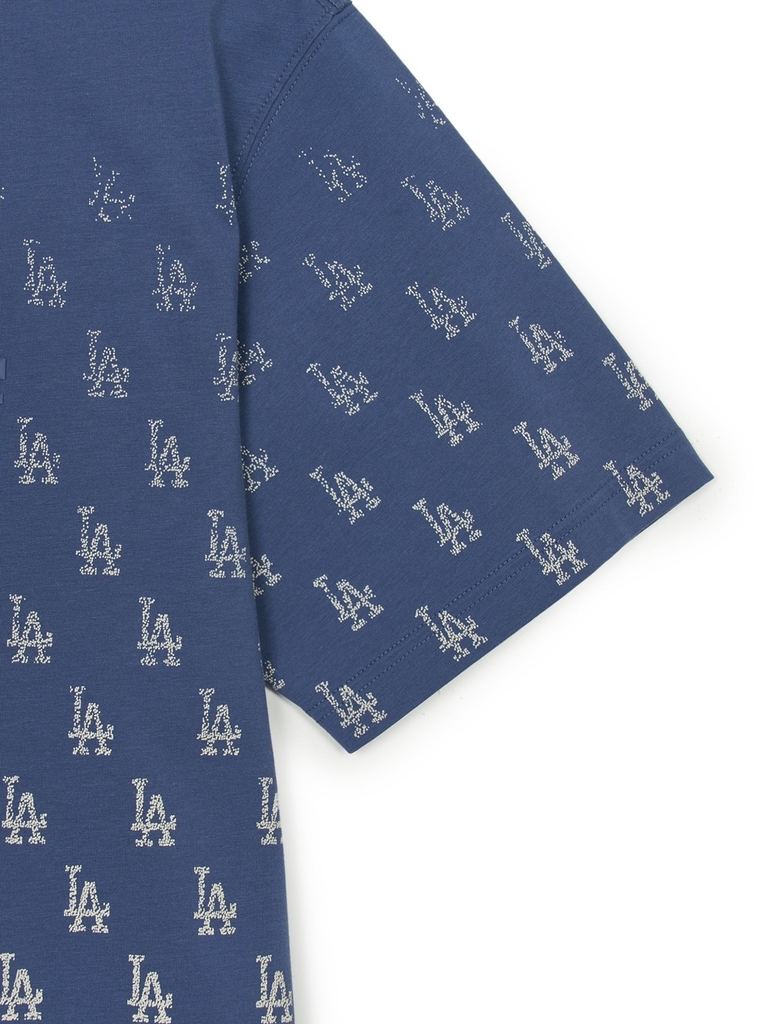 Áo Thun MLB Vintage Mono Full-Panel Pattern Overfit Short-Sleeve T-Shirt LA Dodgers Indigo