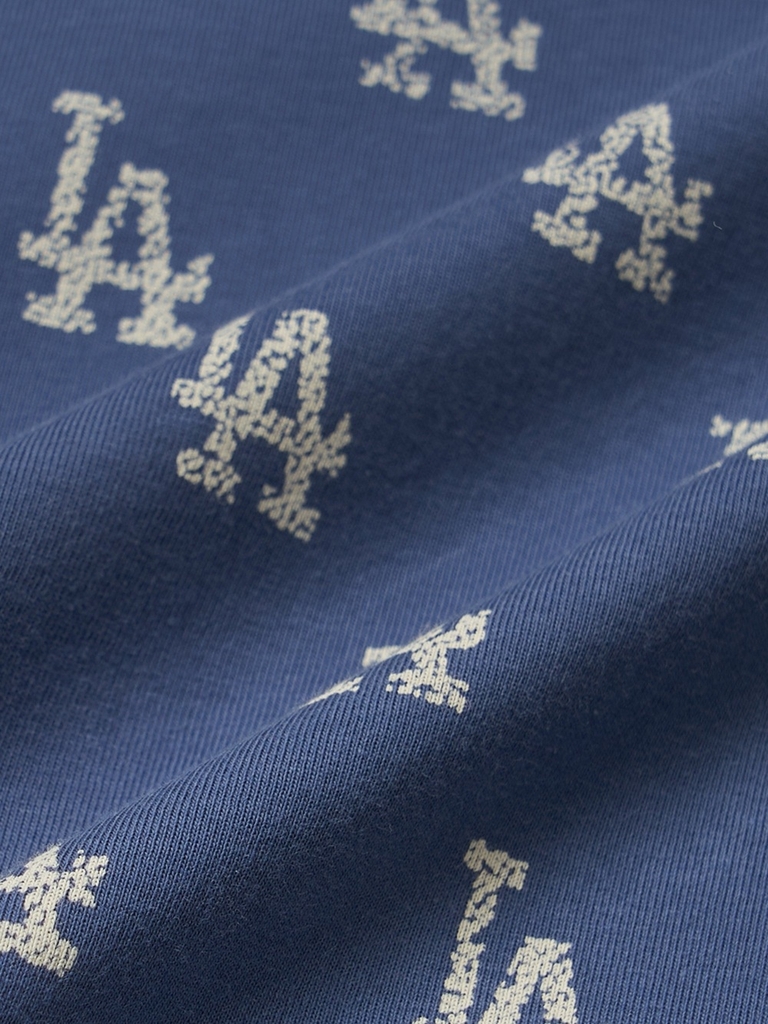 Áo Thun MLB Vintage Mono Full-Panel Pattern Overfit Short-Sleeve T-Shirt LA Dodgers Indigo