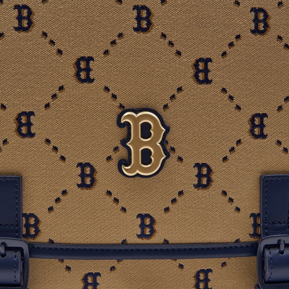 Balo MLB Korea Diamond Monogram Jacquard Cute Bear Boston Red Sox Beige