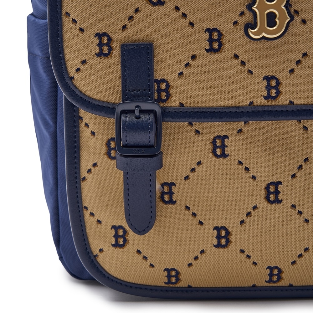 Balo MLB Korea Diamond Monogram Jacquard Cute Bear Boston Red Sox Beige