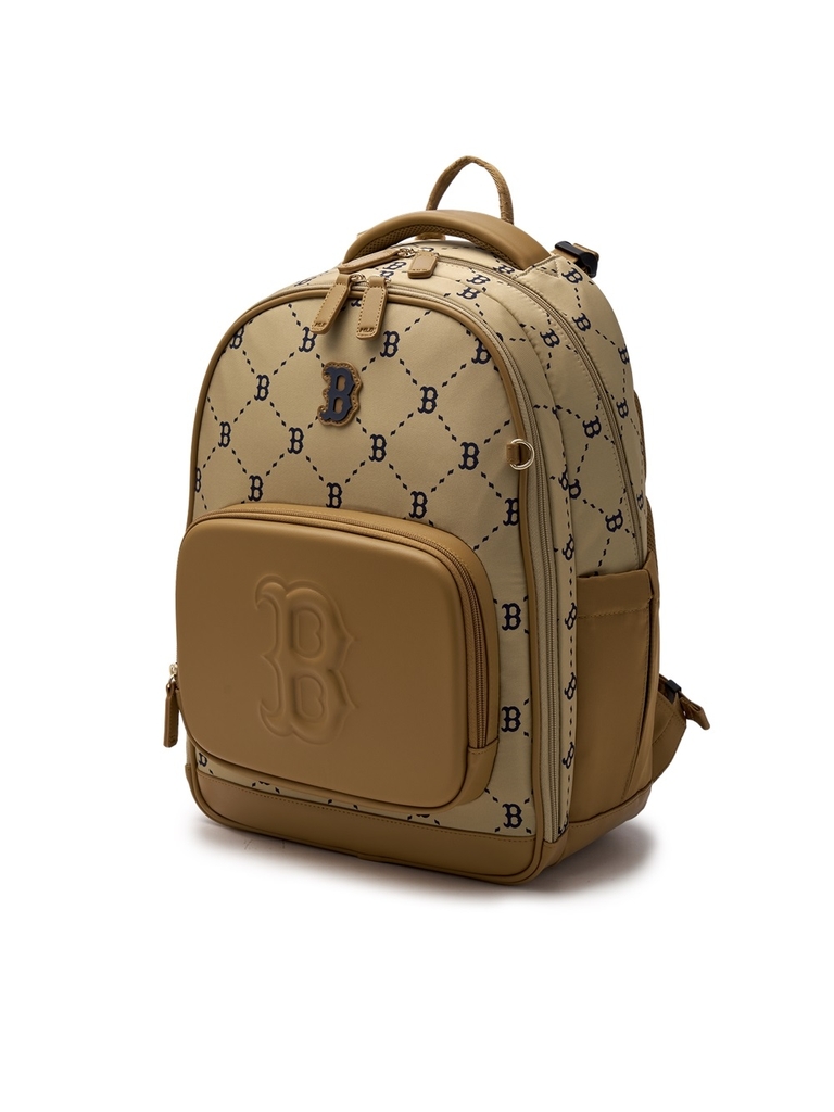Balo MLB Korea Newlux Mono Backpack Set Boston Red Sox Beige