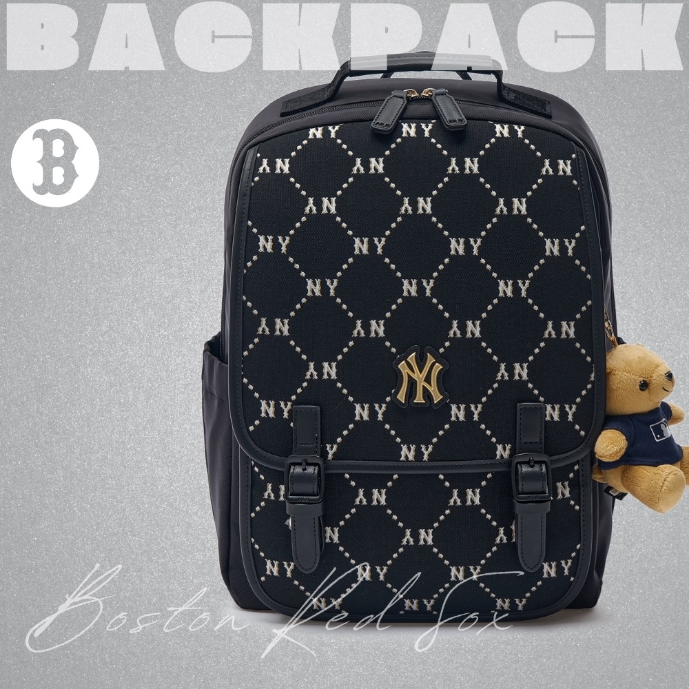 Balo MLB Korea Diamond Monogram Jacquard Cute Bear New York Yankees Black