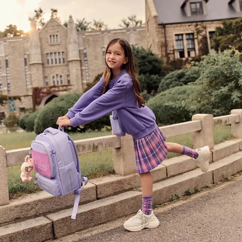 Balo MLB [KIDS] Backpack Children's School Bag Set New York Yankees Violet