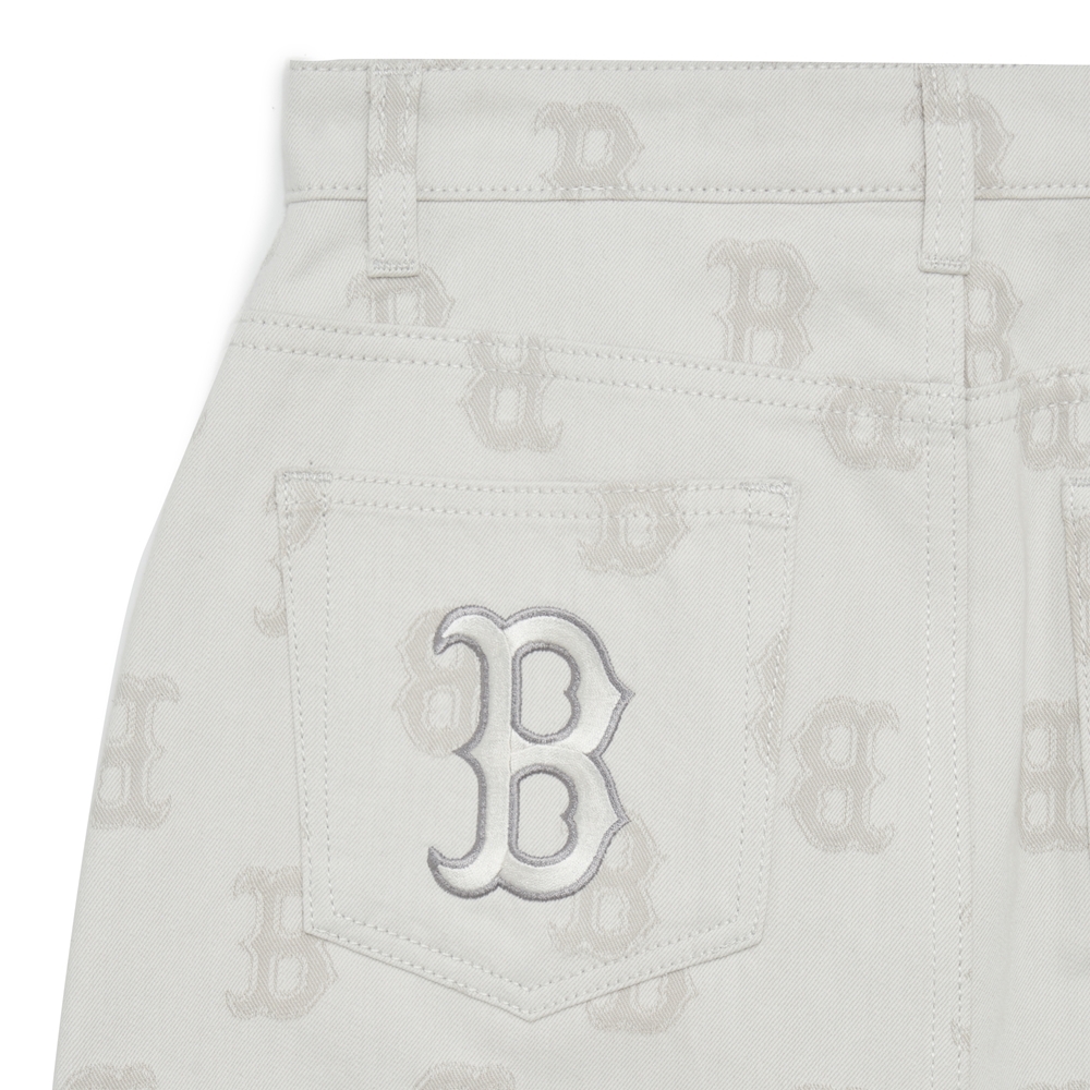 Váy MLB Women's Classic Monogram Jacquard Denim Skirt Boston Red Sox Cream