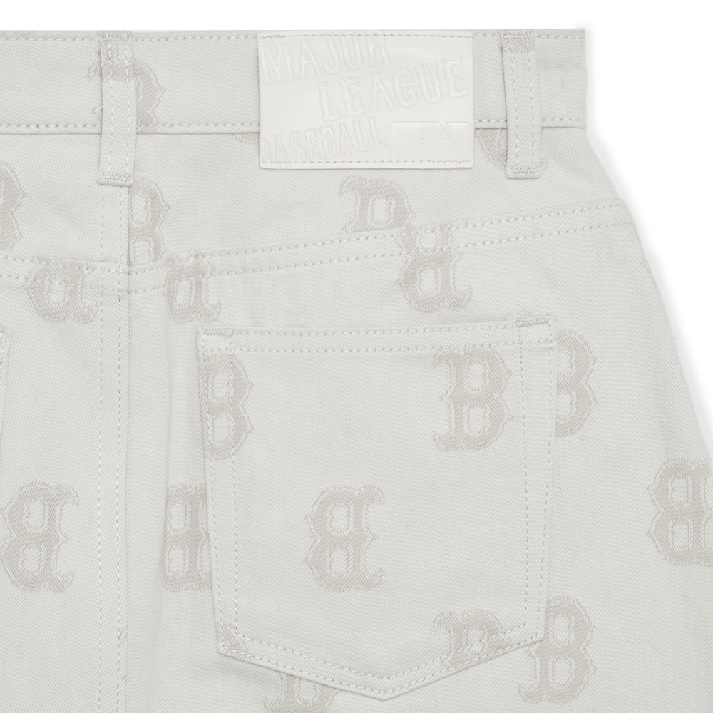 Váy MLB Women's Classic Monogram Jacquard Denim Skirt Boston Red Sox Cream