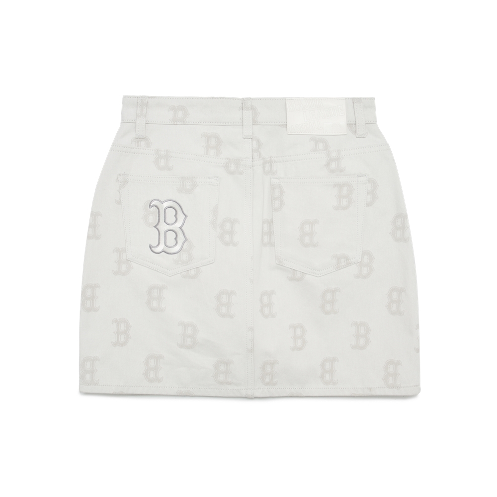 Váy MLB Women's Classic Monogram Jacquard Denim Skirt Boston Red Sox Cream