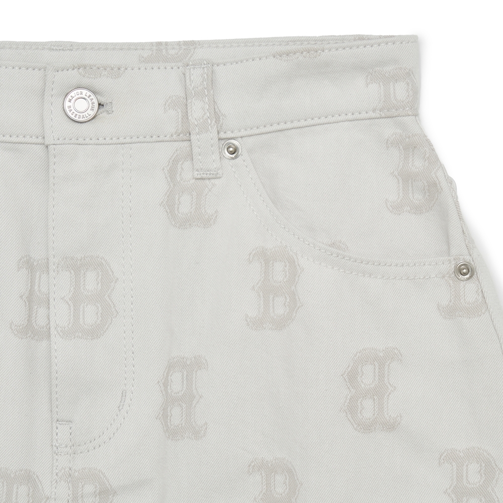 Váy MLB Women's Classic Monogram Jacquard Denim Skirt Boston Red Sox Cream