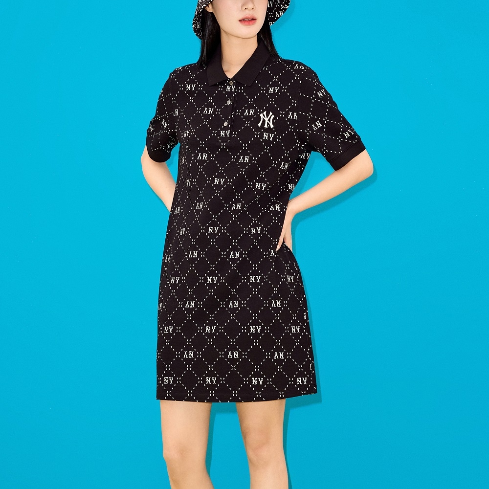 Đầm MLB Diamond Monogram Jacquard Collar New York Yankees Black