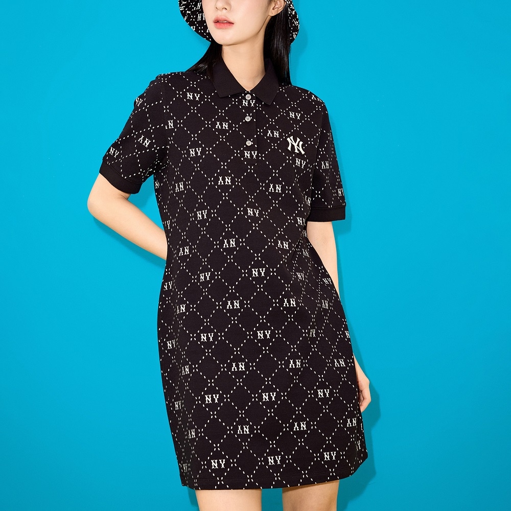 Đầm MLB Diamond Monogram Jacquard Collar New York Yankees Black